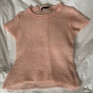 The Limited y2k vintage pastel pink mohair blend sheer knit spring baby tee
